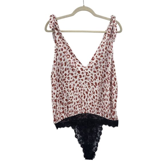 Intimately Free People Womens Large Bodysuit Bare It All Animal Print Lace Top - Picture 12 of 12